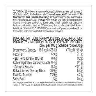 Wickrather Leinsamenbrot low-carb keto glutenfrei paleo Eiweißbrot Backmischung keto