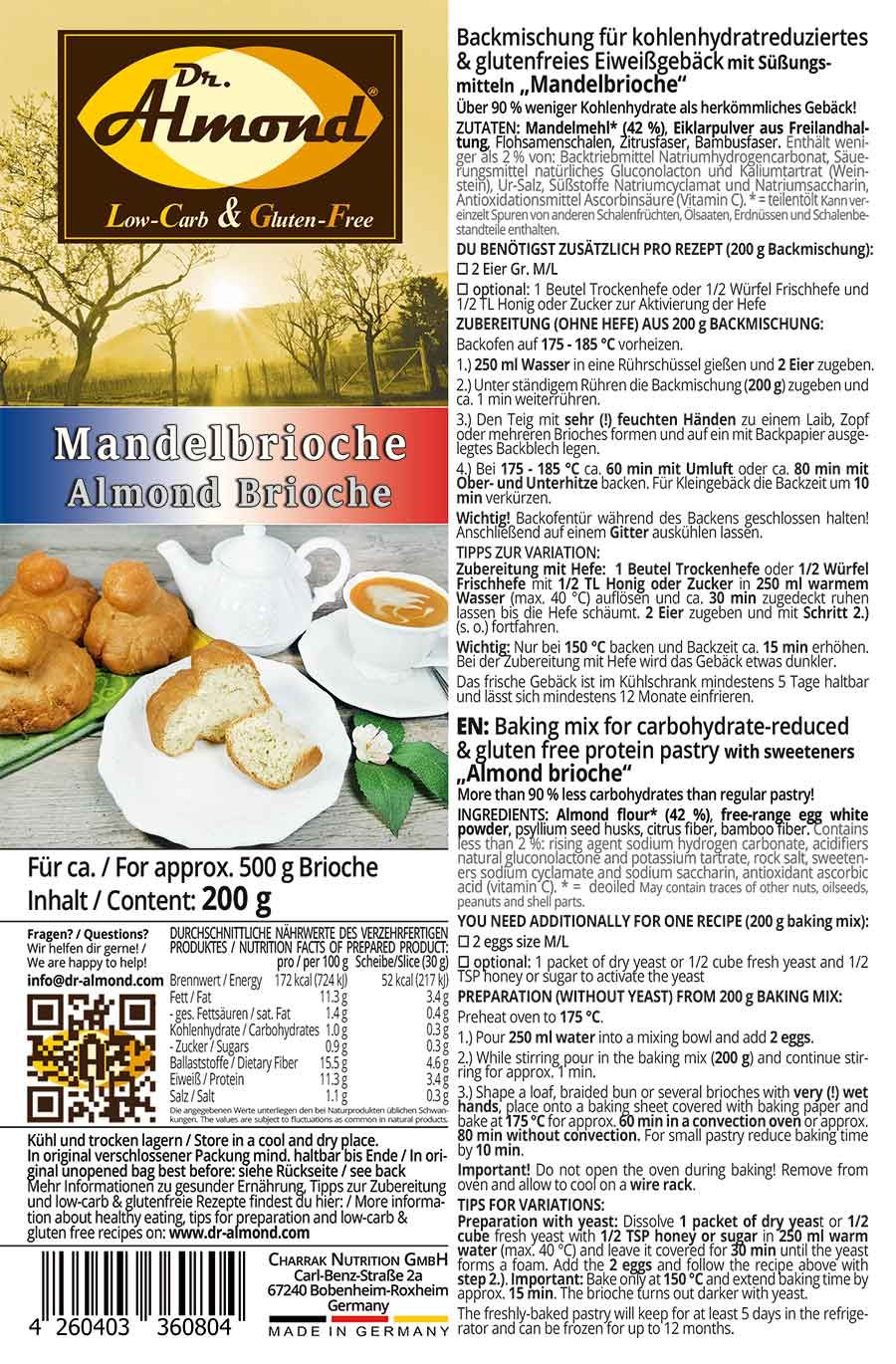 Mandelbrioche-low-carb glutenfrei Backmischung Brioche