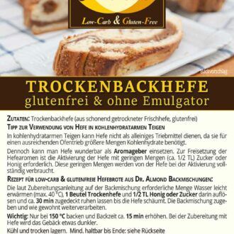 Trockenbackhefe Trockenhefe Backhefe glutenfrei low-carb Hefebrot Hefegebäck