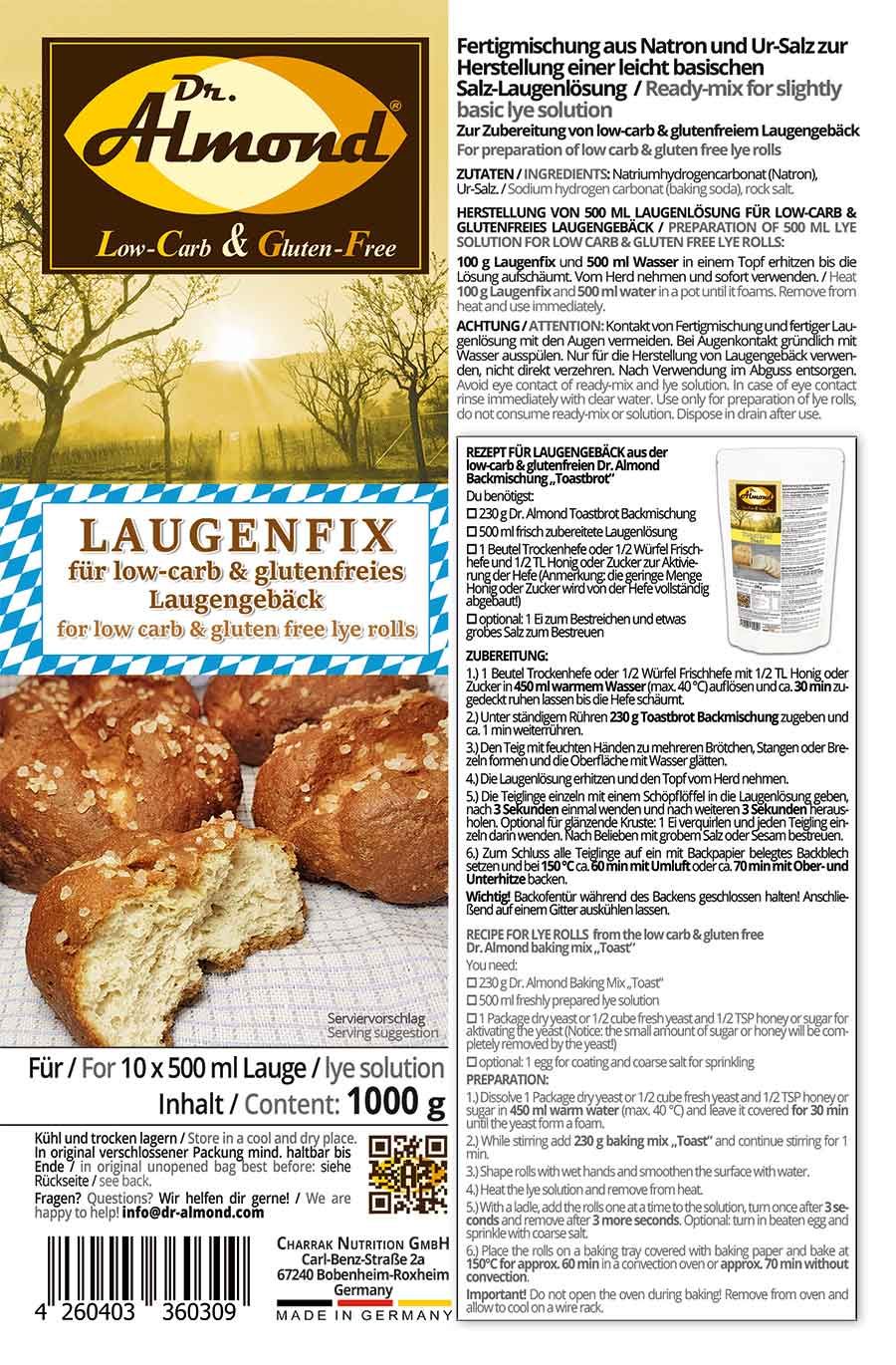 Laugenfix lauge natrofür low carb glutenfreies Laugengebäck Laugenbrezel