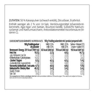 Pudding SCHOKOLADE low-carb glutenfrei keto – Puddingpulver ohne Stärke zuckerfrei laktosefrei vegan