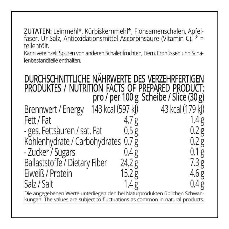 Schwarzbrot low-carb keto glutenfrei paleo VEGAN Eiweissbrot Backmischung ALLERGENFREI