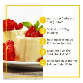 Pudding VANILLE low-carb glutenfrei keto – Puddingpulver ohne Stärke zuckerfrei laktosefrei vegan