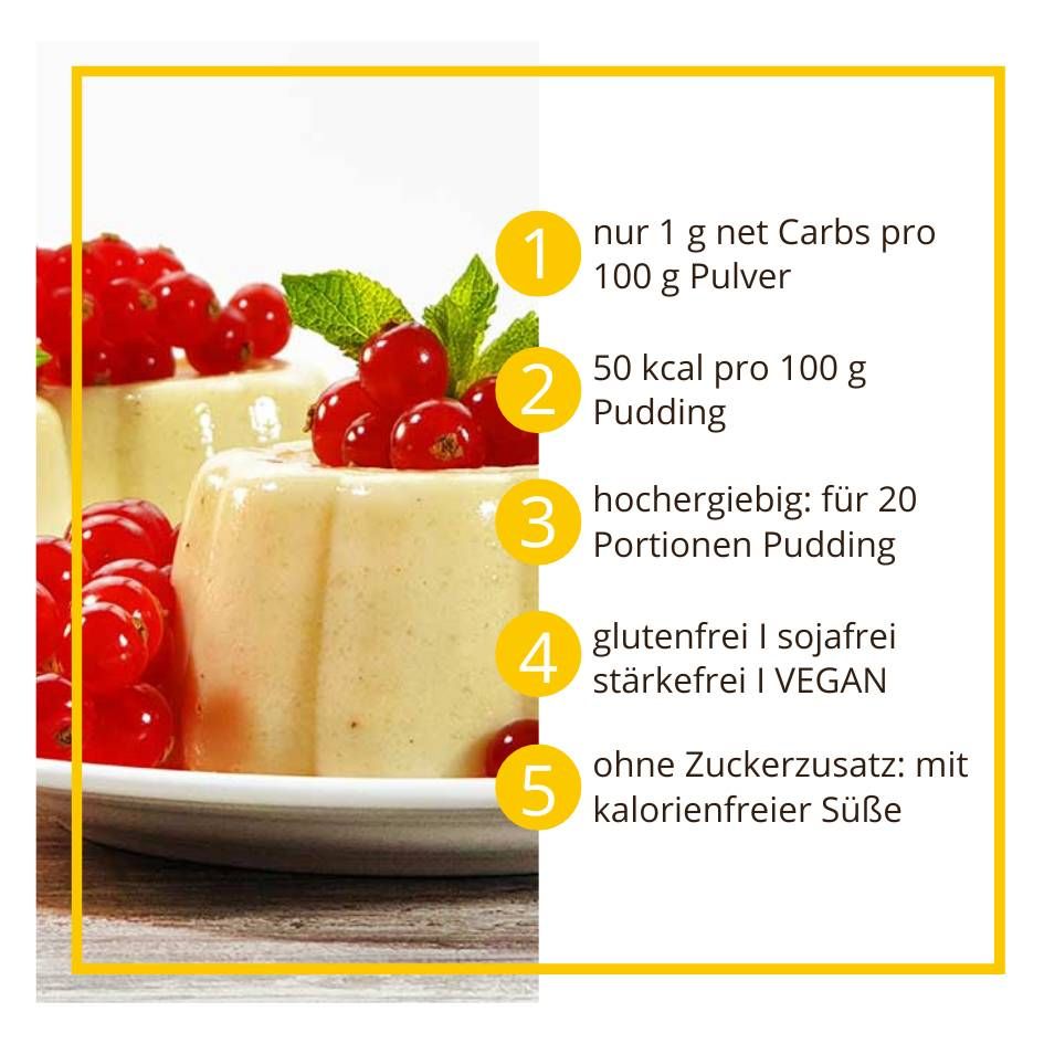 Pudding VANILLE low-carb glutenfrei keto – Puddingpulver ohne Stärke zuckerfrei laktosefrei vegan