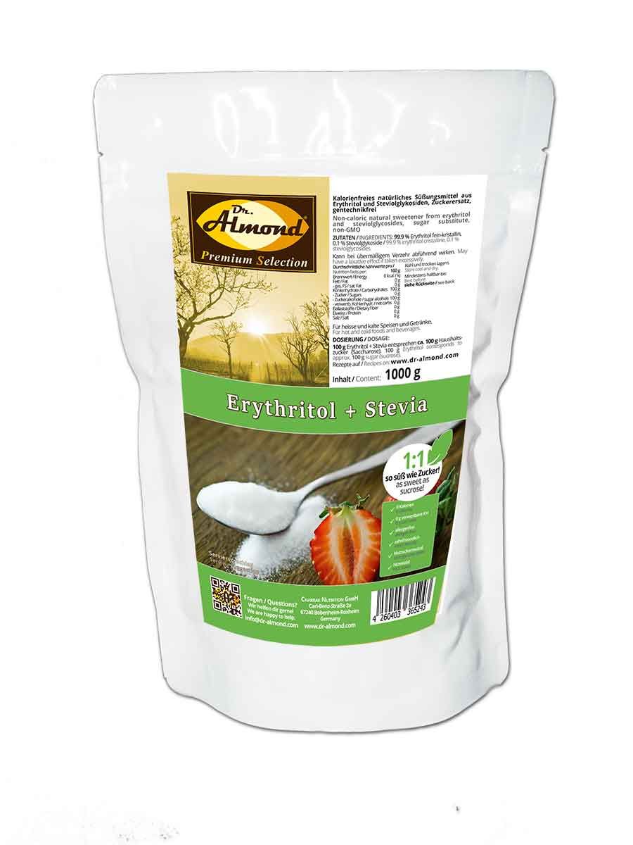 Erythritol + Stevia kalorienfreier low carb Zuckerersatz Erythrit extra fein 1:1 so süß wie Zucker 1000 kg