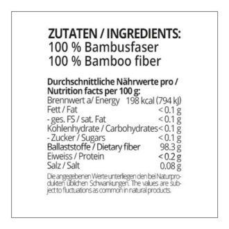Bambusfaser Ballaststoffmehl low carb glutenfrei – Kartoffelfaser-Ersatz mit 0 % Kohlenhydraten – Zum Backen, Bemehlen & Ausrollen