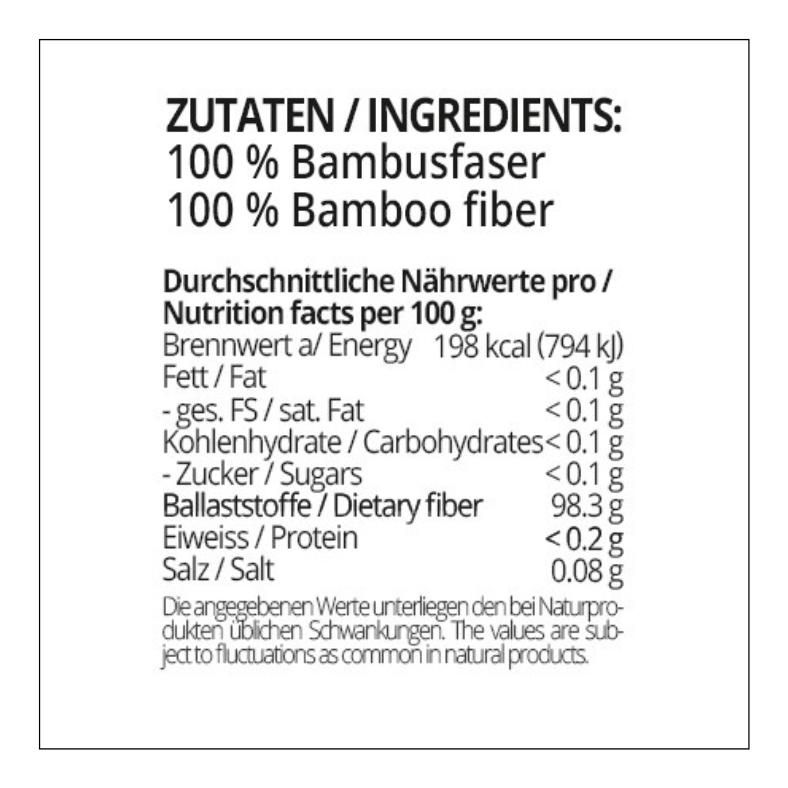 Bambusfaser Ballaststoffmehl low carb glutenfrei – Kartoffelfaser-Ersatz mit 0 % Kohlenhydraten – Zum Backen, Bemehlen & Ausrollen