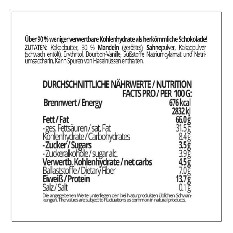 CHOKETO Low Carb & Keto Schokolade Typ VOLLMILCH & MANDEL – 3 Tafeln – handgemacht