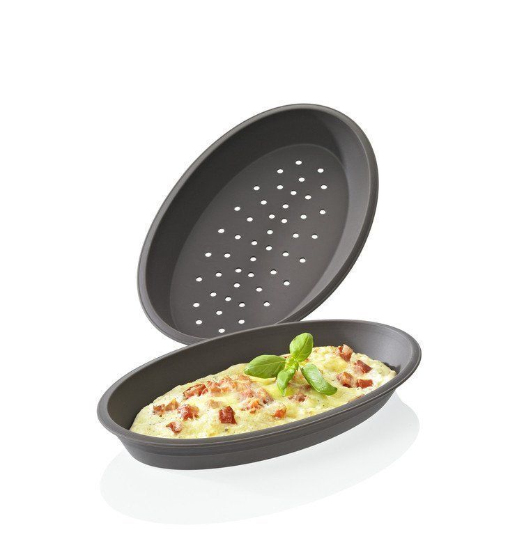 Lurch Flexiform Pizza Schiffchen Fladenbrot Backform gelocht 2er braun – Bild 3