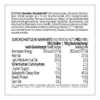 STOLLENZAUBER Backmischung für low carb & glutenfreie Christstollen Weihnachtsstollen sojafrei keto OHNE Zuckerzusatz