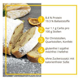 STOLLENZAUBER Backmischung für low carb & glutenfreie Christstollen Weihnachtsstollen sojafrei keto OHNE Zuckerzusatz