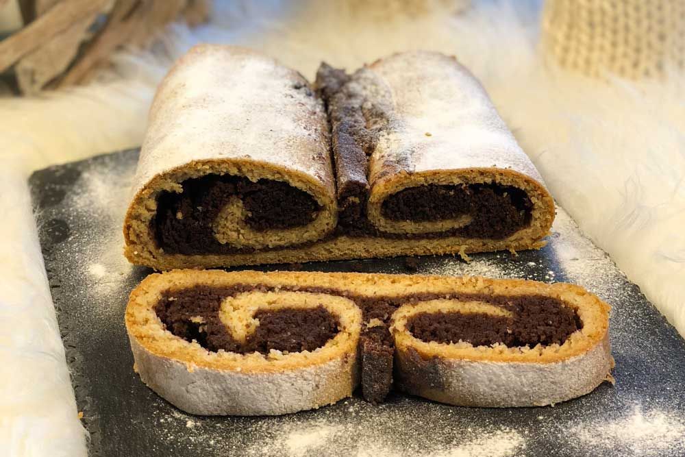 Rezept Gewickelter Marzipan-Rum-Schoko-Stollen lowcarb