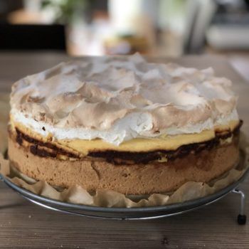 Rezept Rhabarber-Käsekuchen mit Baiserhaube lowcarb glutenfrei