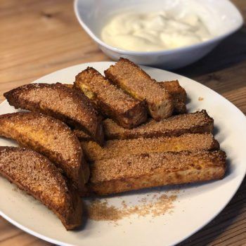 Rezept knusprige Brot-Sticks mit Vanille-Joghurt-Dip lowcarb glutenfrei kalorienarm