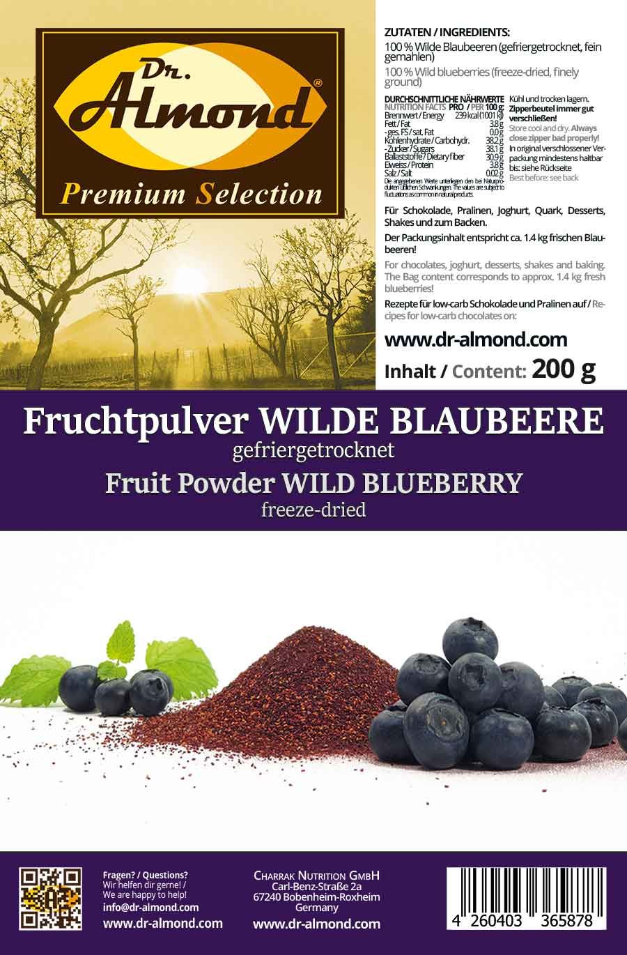Fruchtpulver WILDE BLAUBEERE Blaubeerpulver gefriergetrocknet 100% Natur