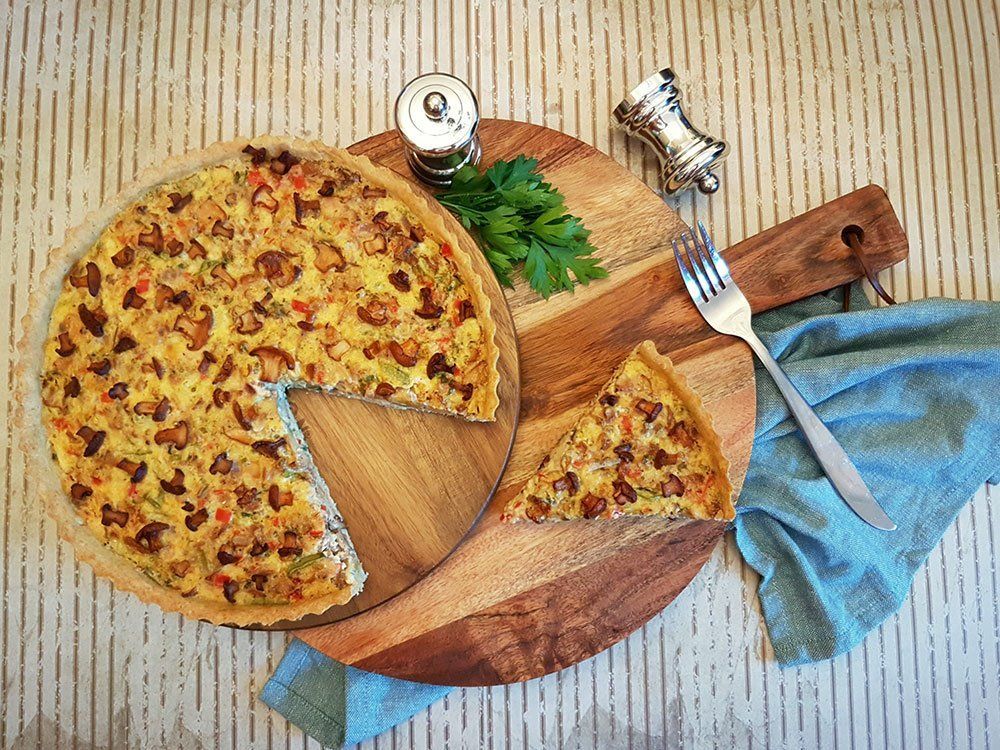 Rezept Pilzquiche mit Pfifferlingen Eierschwammerl lowcarb glutenfrei