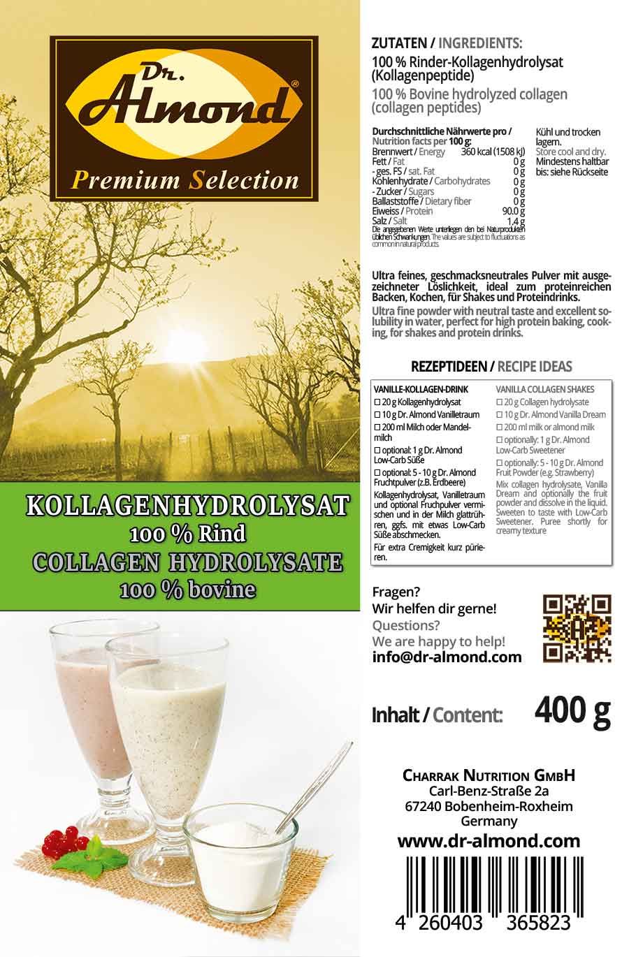 KOLLAGENHYDROLYSAT 100 % Rinderkollagen Kollagenpeptide - geschmacksneutral | beste Löslichkeit | ideal für Shakes