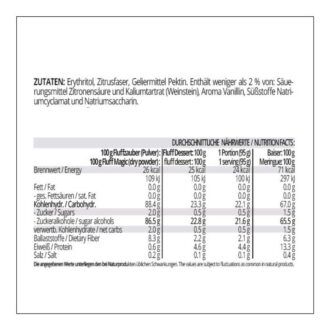 FLUFFZAUBER Fertigmischung für kalorienarmen Eiweiss-Fluff & low carb Baiser – keto, ohne Zuckerzusatz, IMO-frei
