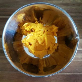 Rezept Kürbisknödel aus dem Backofen auf Kürbisquark lowcarb glutenfrei