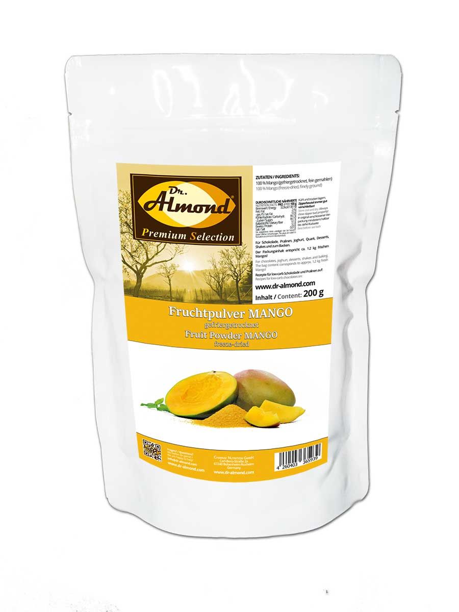 Fruchtpulver MANGO gefriergetrocknetes Mangopulver 200 g - 100 % Frucht für Fluff, low-carb Schokolade, Smoothies und Shakes – Bild 2