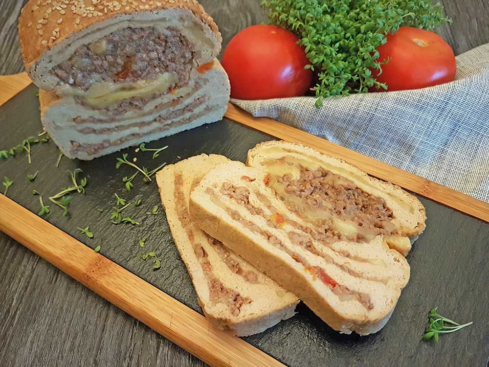 Rezept Würziges Cheesy Partyschichtbrot lowcarb keto glutenfrei
