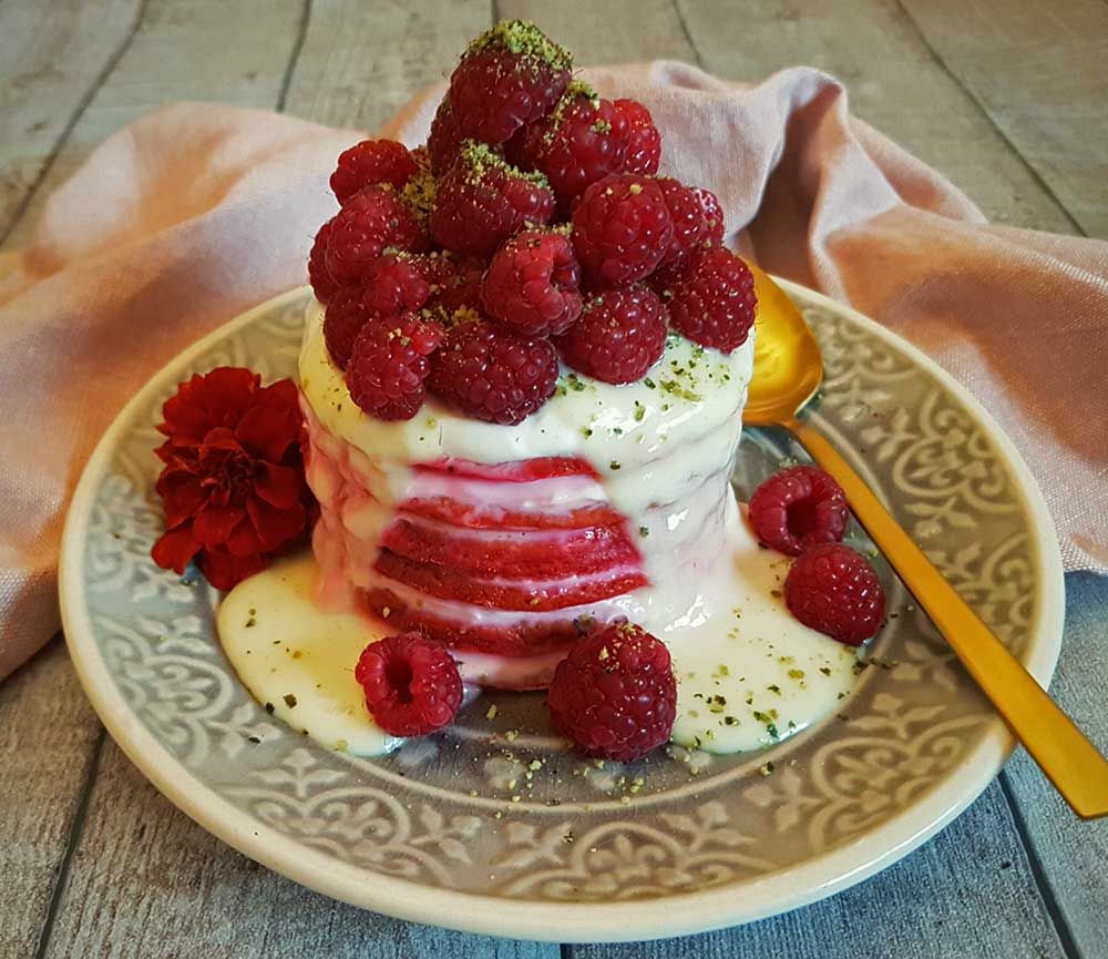 Rezept Rote Beete Himbeer Pancake lowcarb glutenfrei
