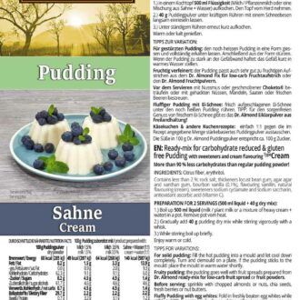 Pudding SAHNE low-carb glutenfrei keto - Puddingpulver ohne Stärke zuckerfrei laktosefrei vegan