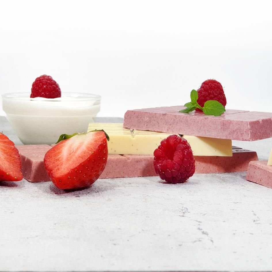 CHOKETO Low Carb & Keto Schokolade MIX-Paket FRUCHTIG & FRISCH – Joghurt-Quark + Erdbeer-Sahne + Himbeer-Joghurt – 3 Tafeln – handgemacht