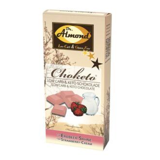 CHOKETO Low Carb & Keto Schokolade ERDBEER-SAHNE – 3 Tafeln – handgemacht