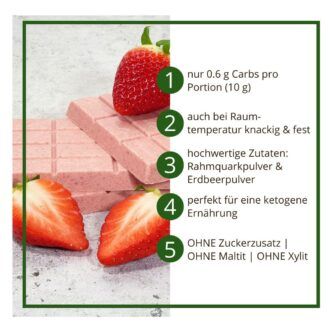 CHOKETO Low Carb & Keto Schokolade ERDBEER-SAHNE – 3 Tafeln – handgemacht
