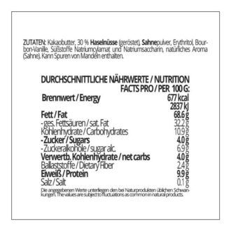 CHOKETO Low Carb & Keto Schokolade WEISSE SAHNE & HASELNUSS – 3 Tafeln – handgemacht – ohne Zuckerzusatz