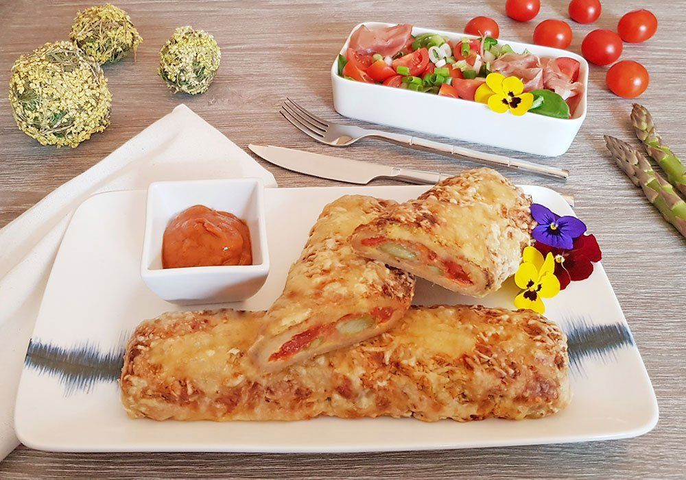 Rezept Spargel Käse Pizzastangerl lowcarb glutenfrei
