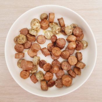 Rezept Grillwurstballs mit Sommer Salsa & Brotchips lowcarb glutenfrei