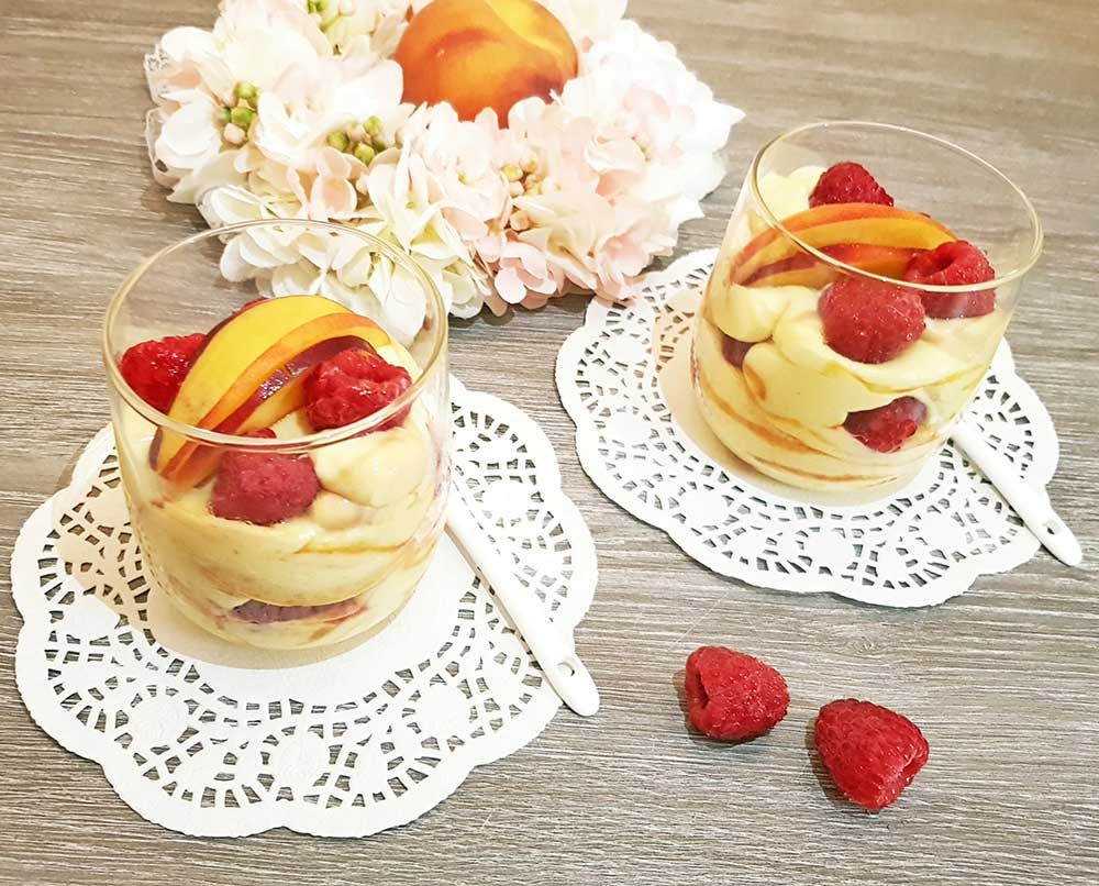 Rezept Pfirsich Melba Protein Dessert lowcarb glutenfrei