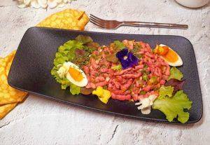 Rezept Rote Beete Spätzle Salat mit gekochtem Rindfleisch lowcarb glutenfrei keto