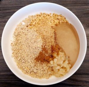 Rezept Gefüllte Birne im Mandelkleid mit Vanillesauce lowcarb glutenfrei