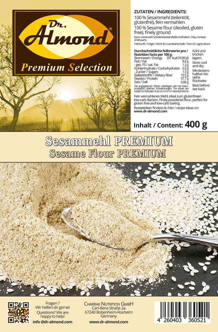 Sesammehl Sesamprotein PREMIUM teilentölt & glutenfrei 400 g – Bild 3