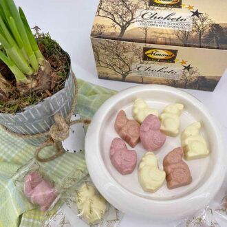 CHOKETO Frühlingsfreunde MIX FRUCHTIG & FRISCH – Low Carb & Keto Schokoladenfiguren – handgemacht