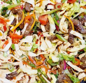 Rezept Bunter Nudel Rindfleisch Salat lowcarb keto glutenfrei