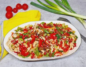 Rezept Bunter Nudel Rindfleisch Salat lowcarb keto glutenfrei