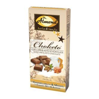 CHOKETO Low Carb & Keto Schokolade KARAMELLMILCH & MANDEL – 3 Tafeln – handgemacht – ohne Zuckerzusatz