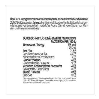 CHOKETO Low Carb & Keto Schokolade WEISSE SAHNE PUR – 3 Tafeln – handgemacht – ohne Zuckerzusatz