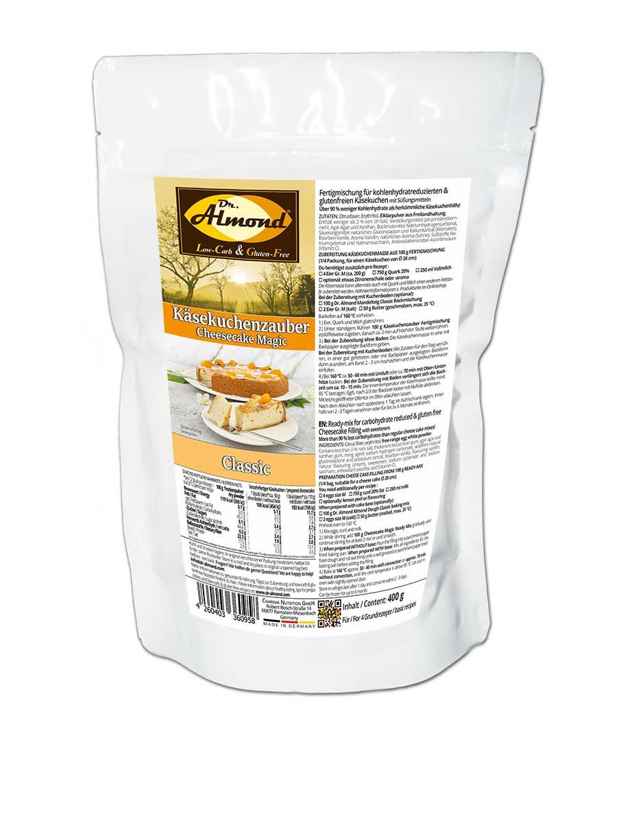 KÄSEKUCHENZAUBER CLASSIC Fertigmischung für Käsekuchen – low-carb, glutenfrei, sojafrei, keto Käsekuchenhilfe