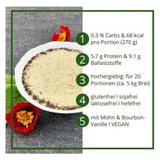 Frühstücksbrei low carb glutenfrei vegan MOHN-VANILLE 400 g
