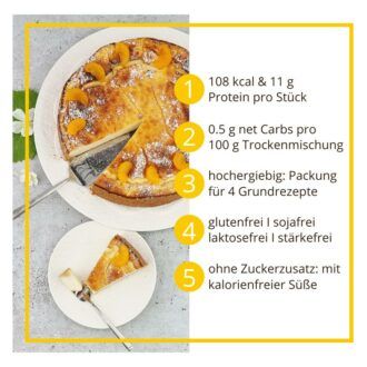 KÄSEKUCHENZAUBER CLASSIC Fertigmischung für Käsekuchen – low-carb, glutenfrei, sojafrei, keto Käsekuchenhilfe