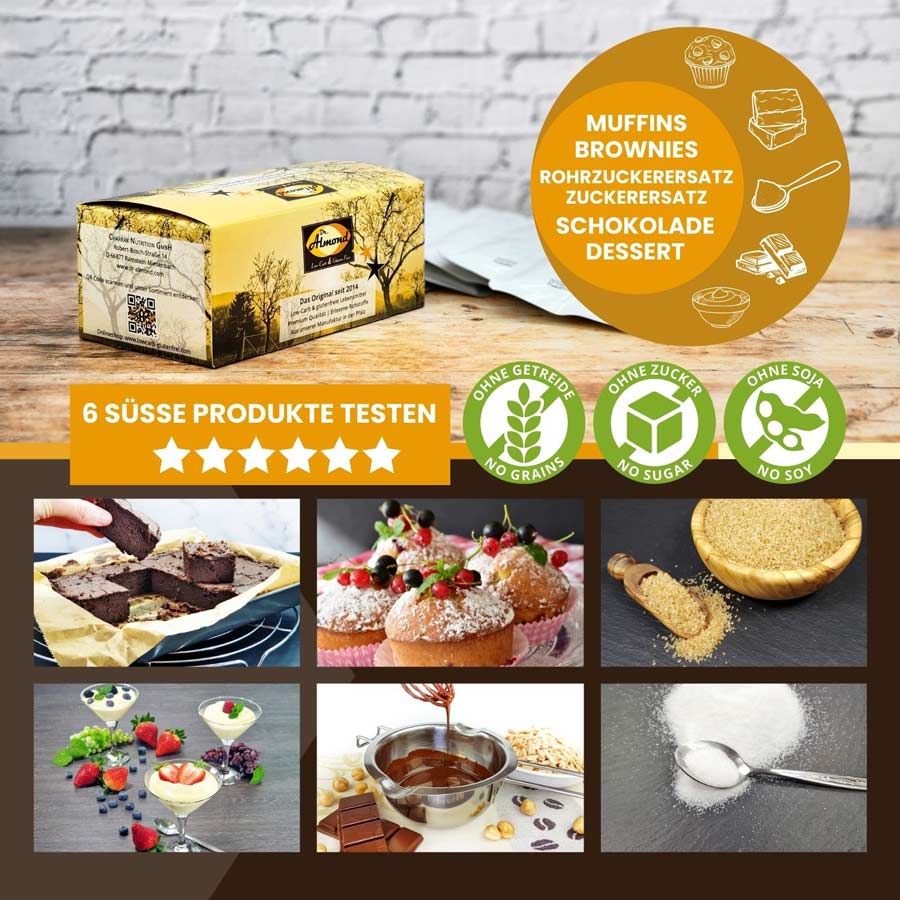 LOW CARB PROBIERBOX 2: Unsere beliebtesten Süssen Köstlichkeiten | mit 6 Probepäckchen zum Testen | glutenfrei keto