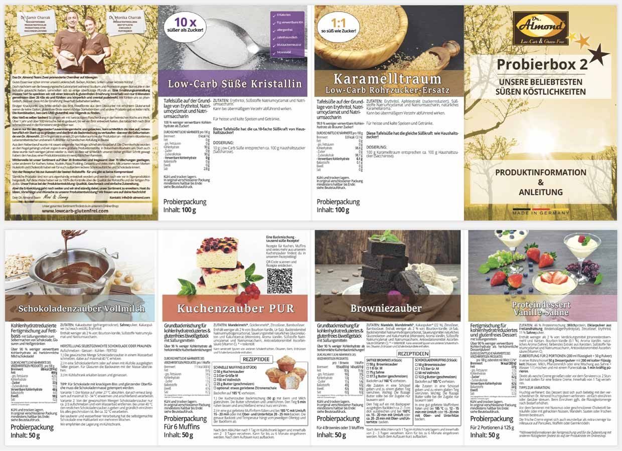 LOW CARB PROBIERBOX 2: Unsere beliebtesten Süssen Köstlichkeiten | mit 6 Probepäckchen zum Testen | glutenfrei keto