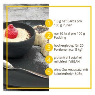 Grießpudding MOHN-VANILLE low-carb glutenfrei keto – Grießbrei ohne Stärke zuckerfrei laktosefrei vegan