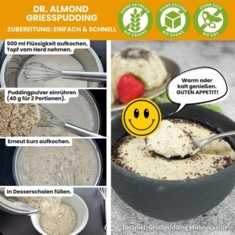 Zubereitung Grießpudding low-carb glutenfrei keto - Grießbrei ohne Stärke zuckerfrei laktosefrei vegan