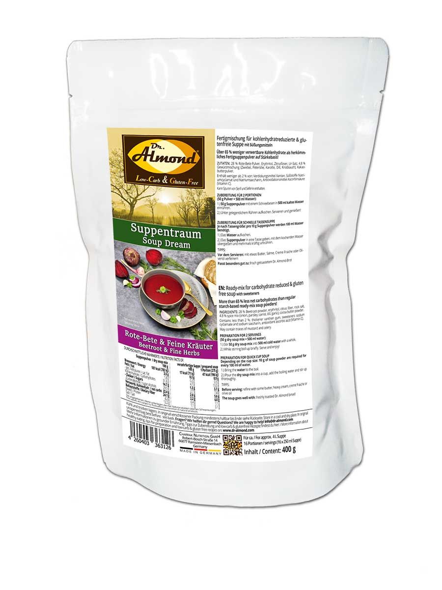 Suppentraum Rote-Bete & Feine Kräuter Tütensuppe low-carb glutenfrei keto vegan